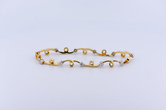 Estate Whimsical 18k Gold Bezel-Set Diamond Twist Link Bracelet - 7.5 inch