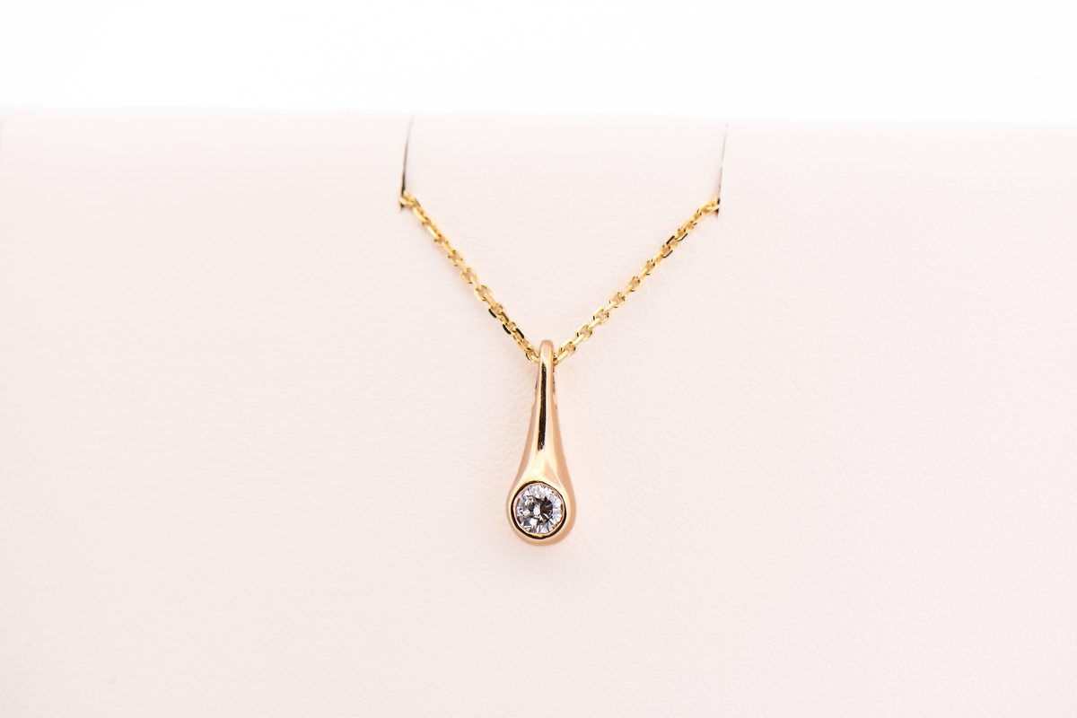 Estate Yellow Gold & Diamond "Drip Drop" Pendant and Earring Set