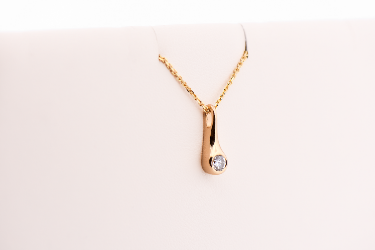 Estate Yellow Gold & Diamond "Drip Drop" Pendant and Earring Set
