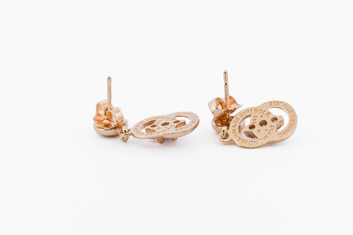 Estate Yellow Gold & Diamond Marriage Knot Earrings by Dangler Studios
