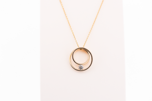 Eternal Circle Pendant in 14k Yellow Gold with Diamond Accent