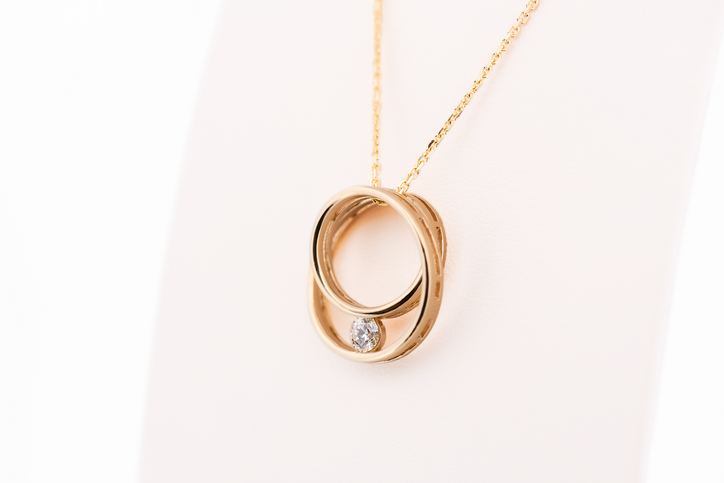 Eternal Circle Pendant in 14k Yellow Gold with Diamond Accent