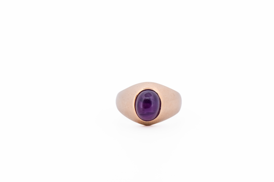 Exceptional Natural Purple Star Sapphire Set in Wide 18k Ring