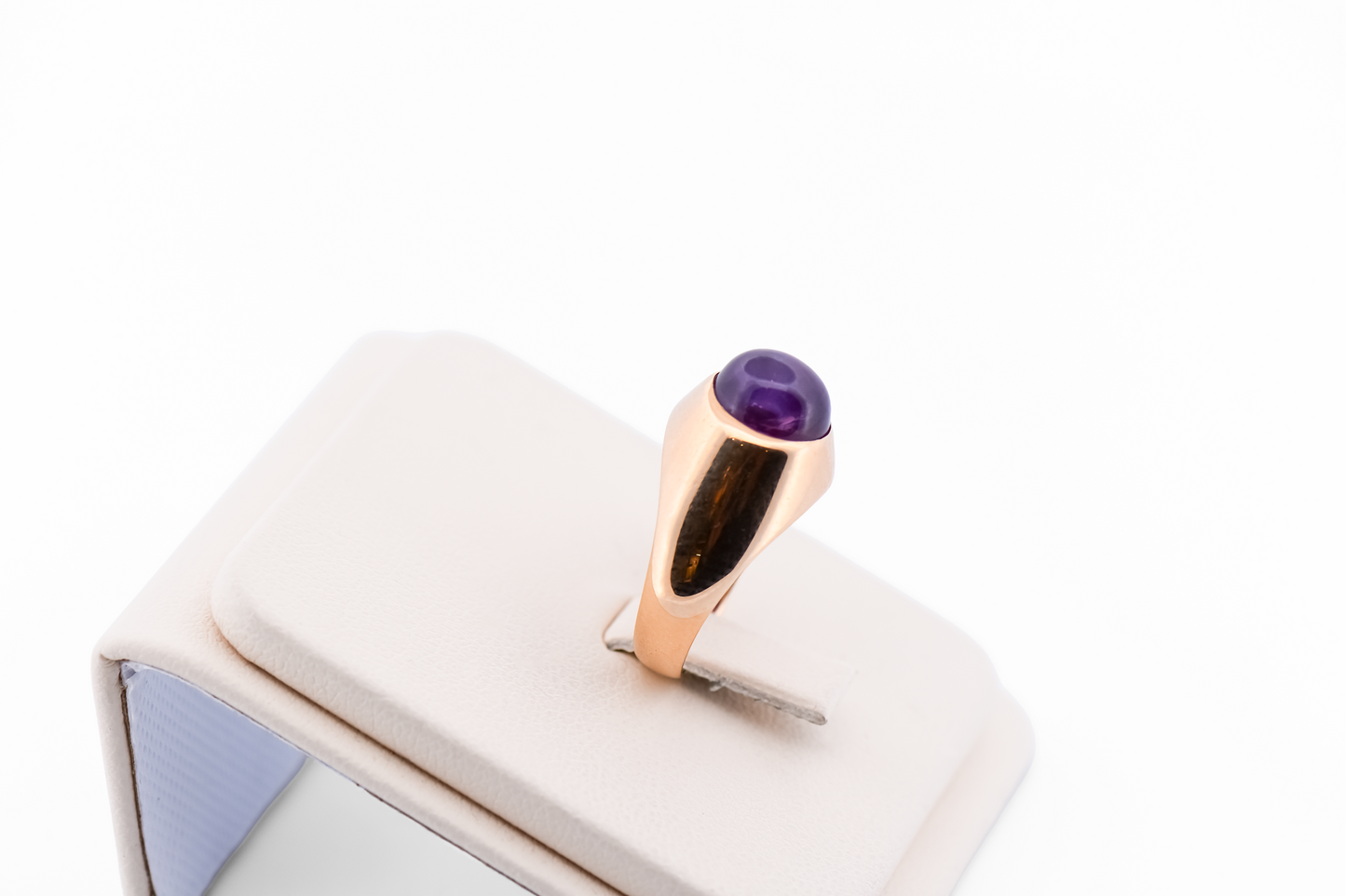 Exceptional Natural Purple Star Sapphire Set in Wide 18k Ring