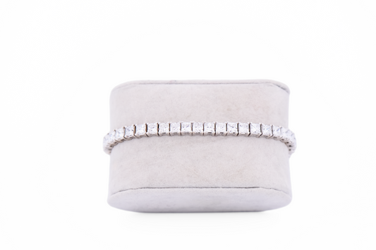Fab Princess Cut Diamond Tennis Bracelet in White Gold