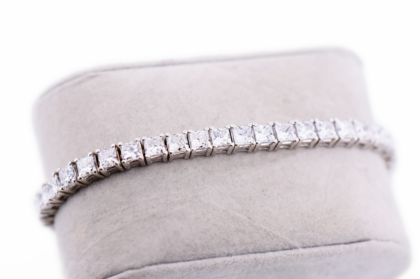 Fab Princess Cut Diamond Tennis Bracelet in White Gold