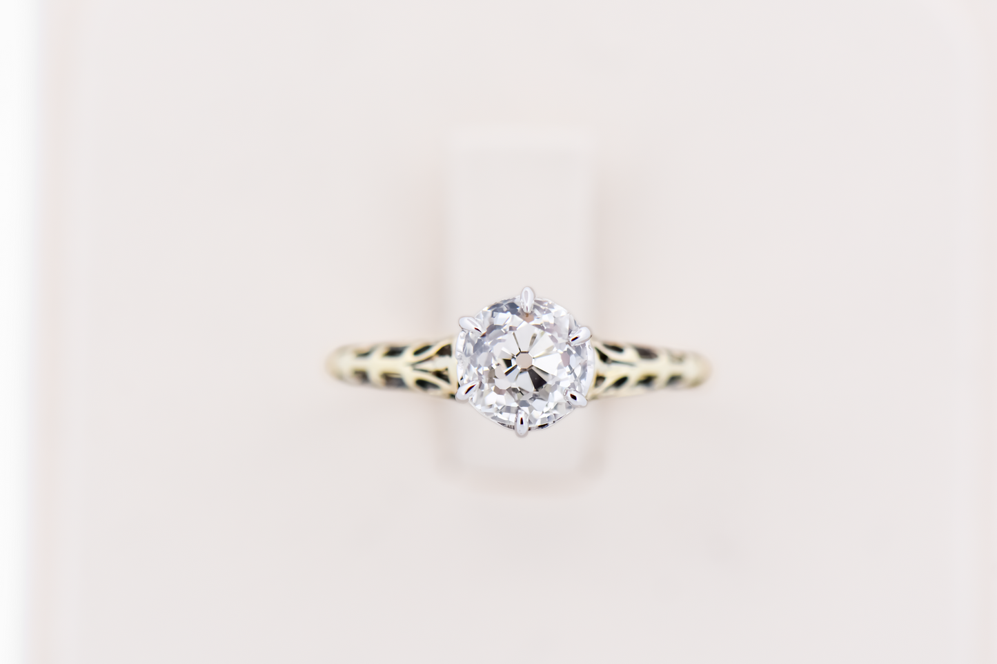 Fabulous 1ct Antique Old Mine Cut Diamond Engagement Ring in Yellow Gold Filigree