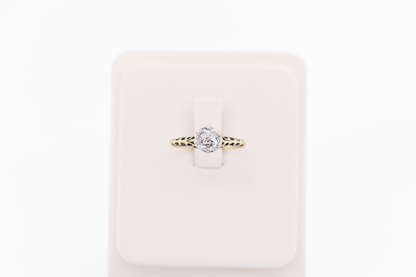 Fabulous 1ct Antique Old Mine Cut Diamond Engagement Ring in Yellow Gold Filigree