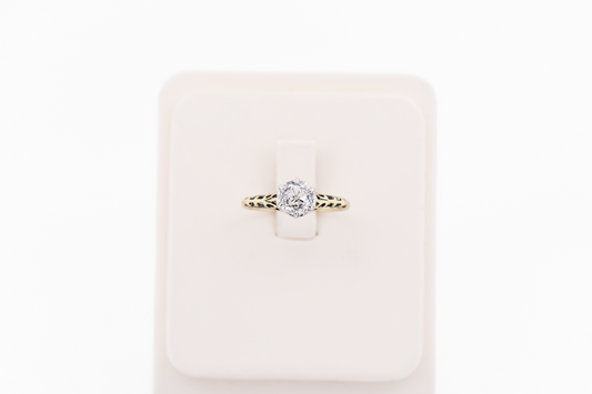 Fabulous 1ct Antique Old Mine Cut Diamond Engagement Ring in Yellow Gold Filigree