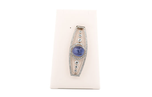 Fabulous Art Deco Platinum, Star Sapphire & Diamond Brooch by Grogan & Co of Philadelphia