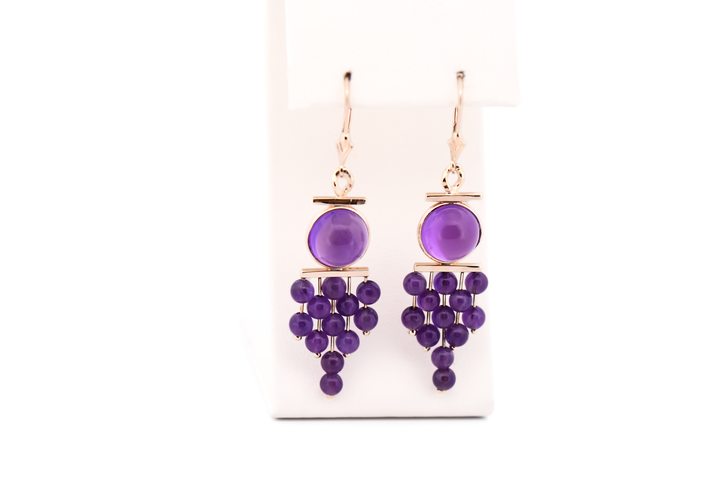 Fabulous Estate Dangle Earrings with Amethyst Beads & Cabochons