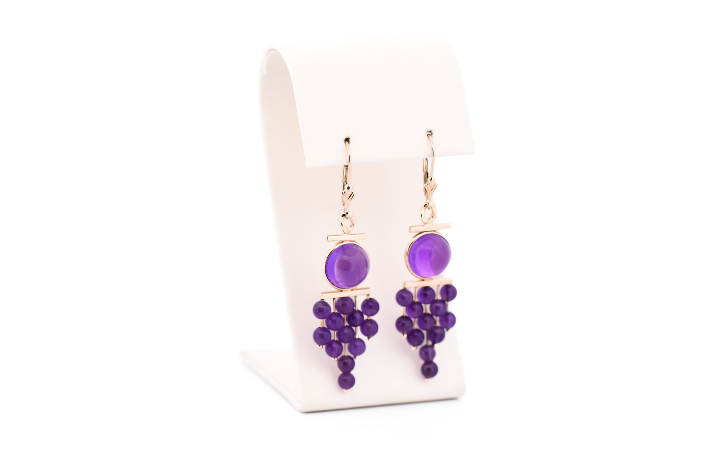 Fabulous Estate Dangle Earrings with Amethyst Beads & Cabochons