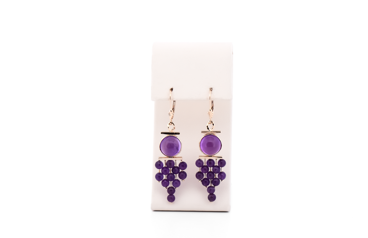 Fabulous Estate Dangle Earrings with Amethyst Beads & Cabochons