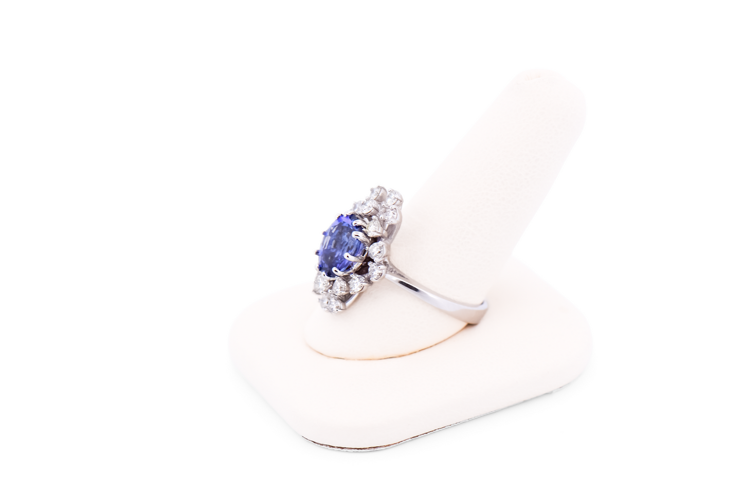 Fabulous Oval Tanzanite & Diamond Cocktail Ring in White Gold