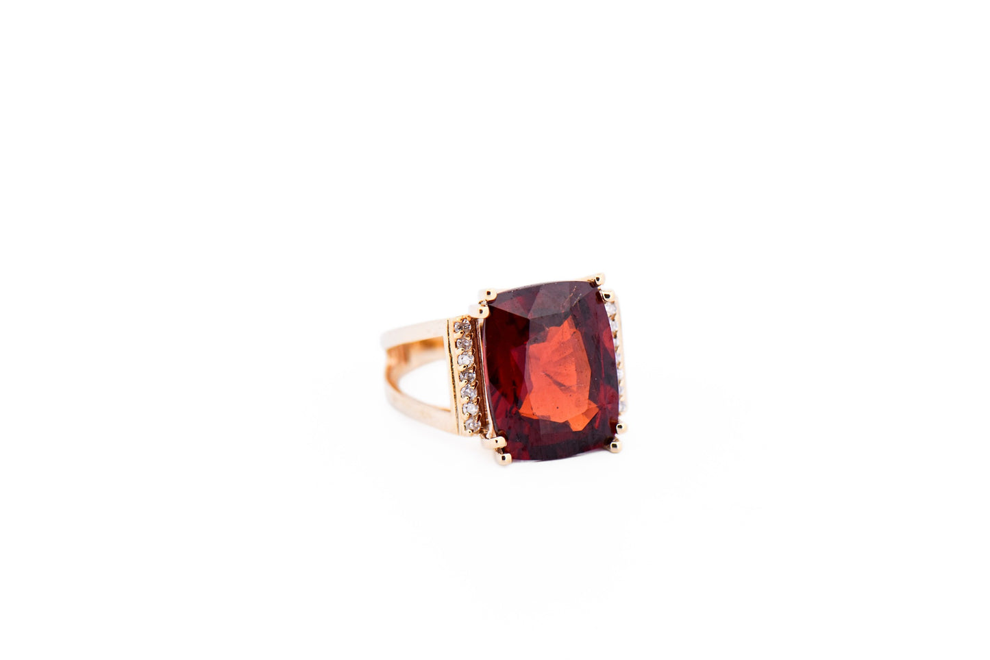 Fabulous Hessonite Garnet & Diamond Cocktail Ring
