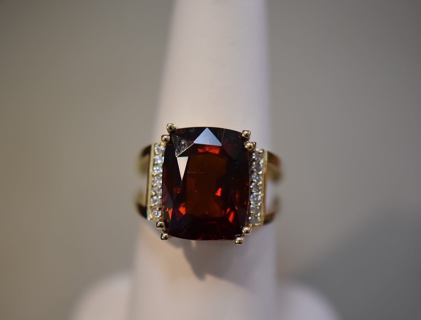 Fabulous Hessonite Garnet & Diamond Cocktail Ring