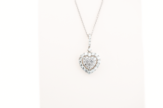 Fabulously Romantic Pave' Diamond Heart Pendant in White Gold
