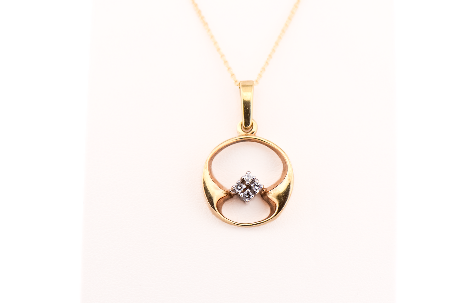 Fantastic Mid-Century Modern Sculpted Gold & Diamond Pendant