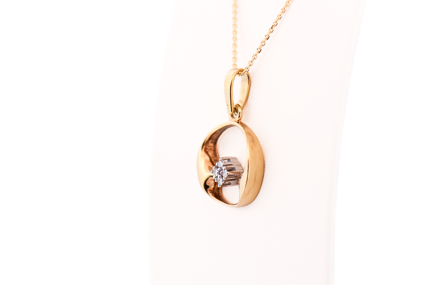 Fantastic Mid-Century Modern Sculpted Gold & Diamond Pendant