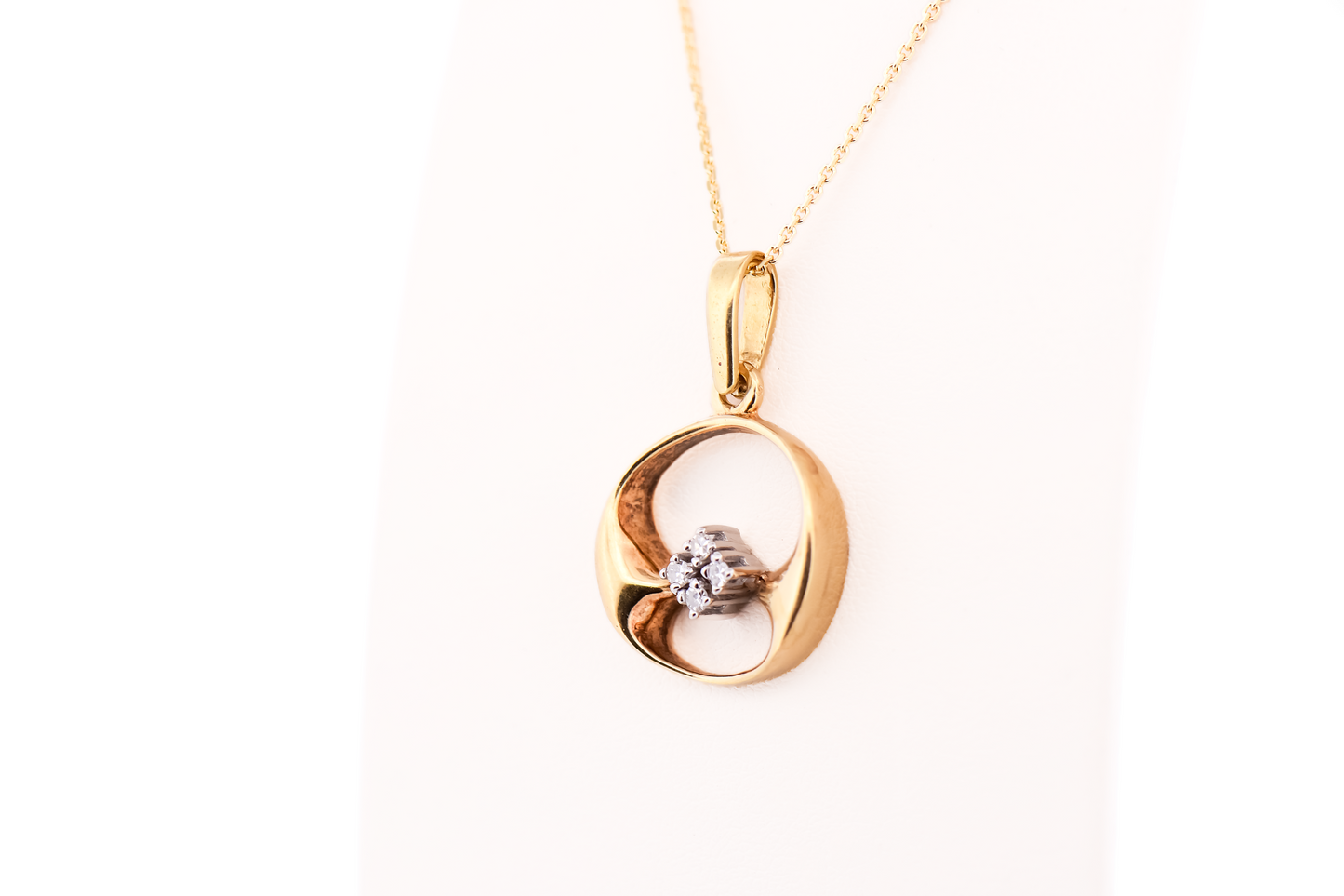 Fantastic Mid-Century Modern Sculpted Gold & Diamond Pendant