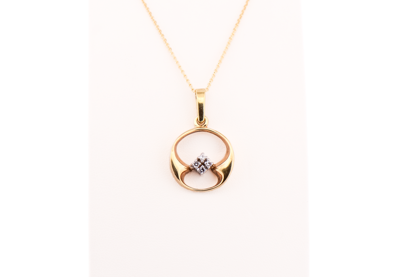 Fantastic Mid-Century Modern Sculpted Gold & Diamond Pendant
