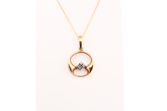 Fantastic Mid-Century Modern Sculpted Gold & Diamond Pendant
