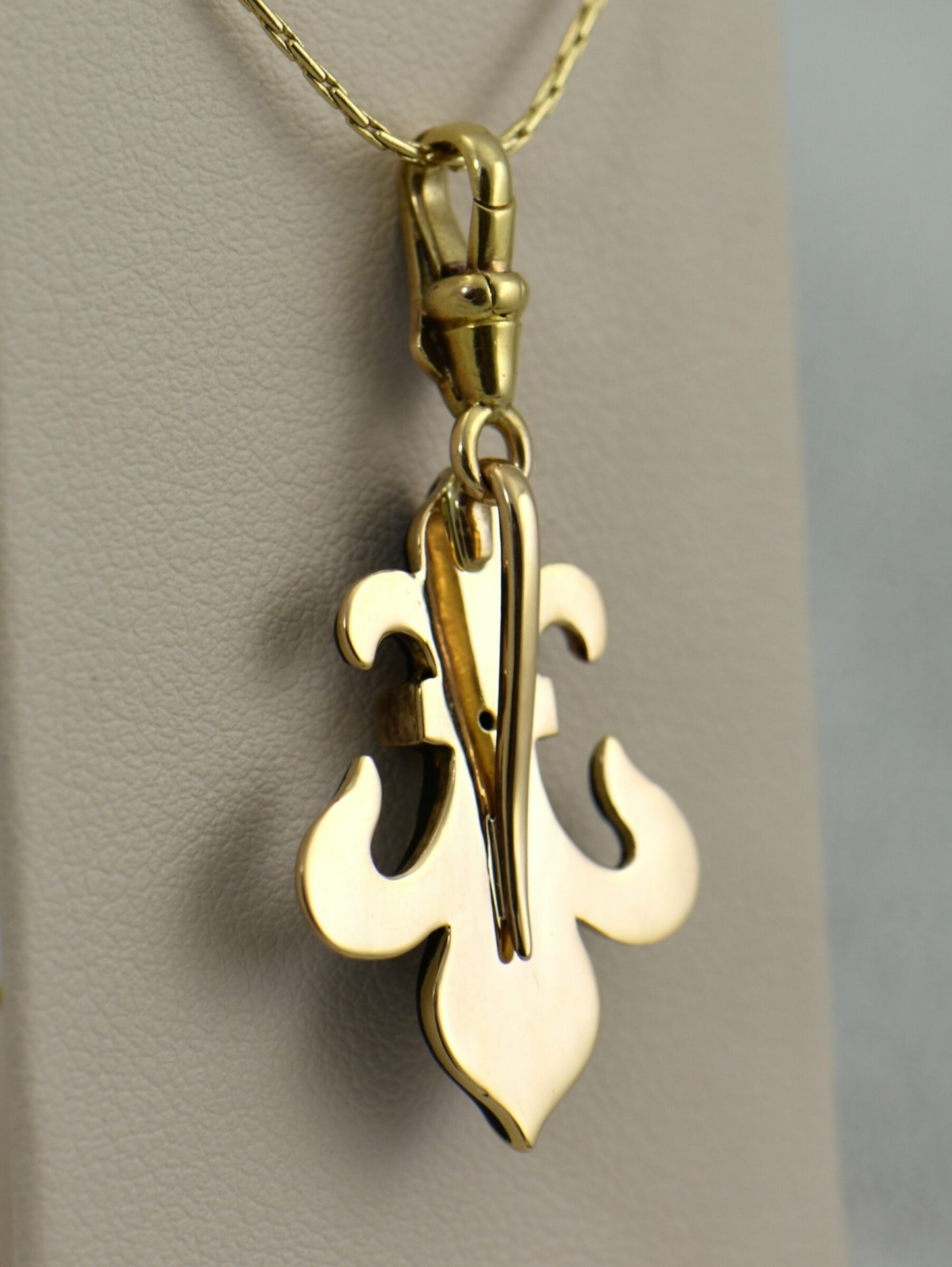 Nouveau Enamel & Diamond Fleur De Lis Pendant