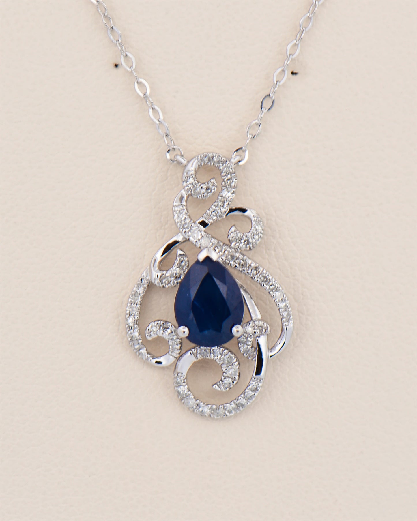 Flowy White Gold Sapphire & Diamond Necklace