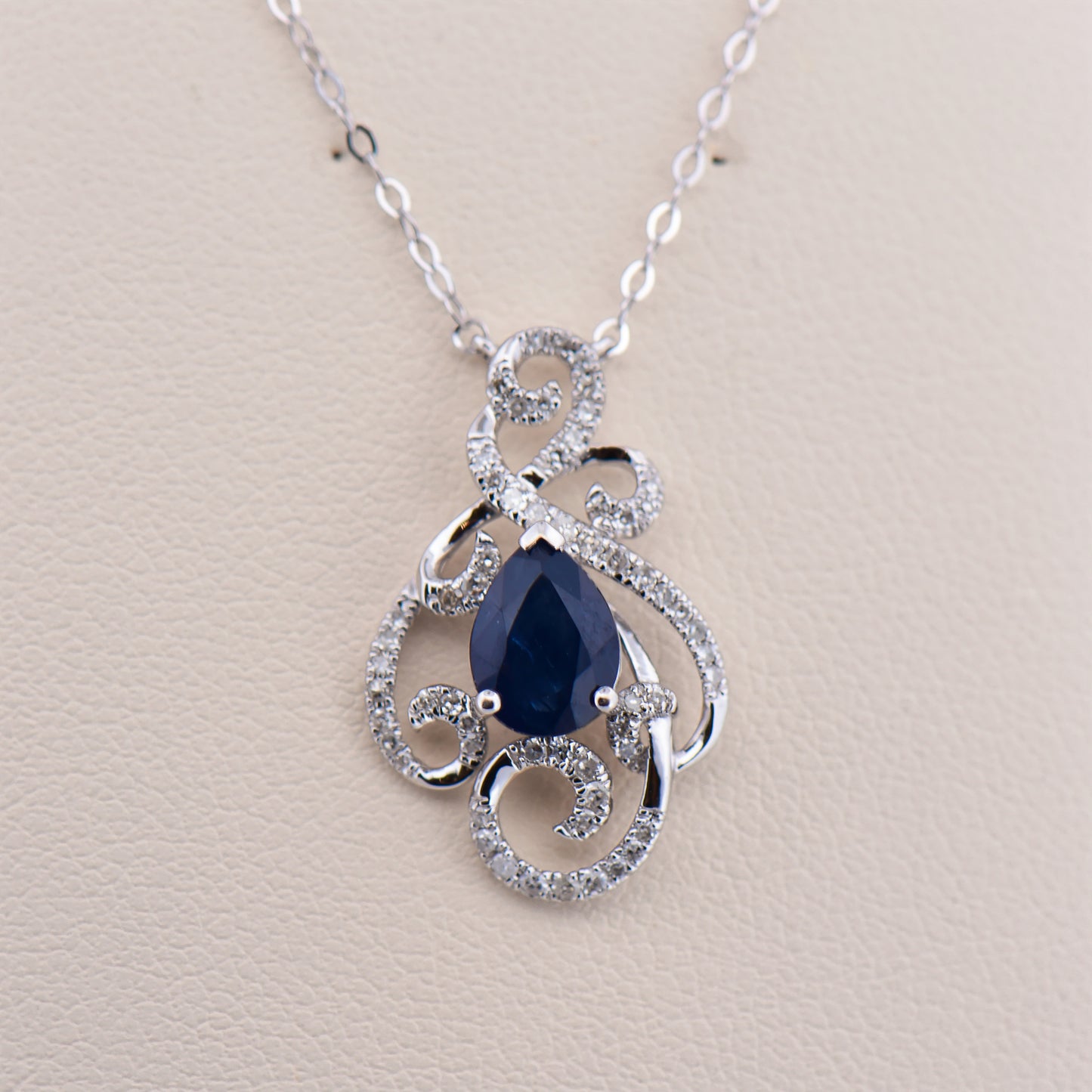 Flowy White Gold Sapphire & Diamond Necklace