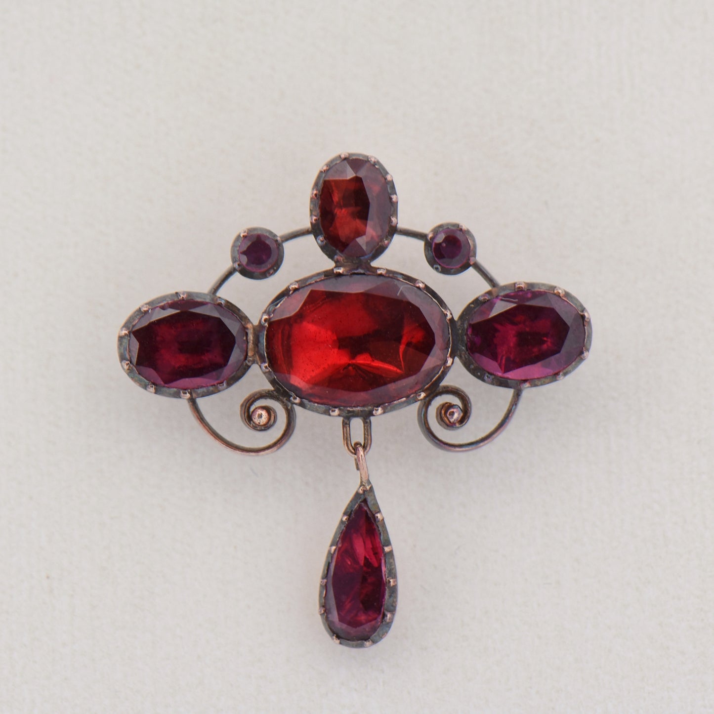 Art Nouveau Murrle Bennet Foil-Backed Garnet Brooch