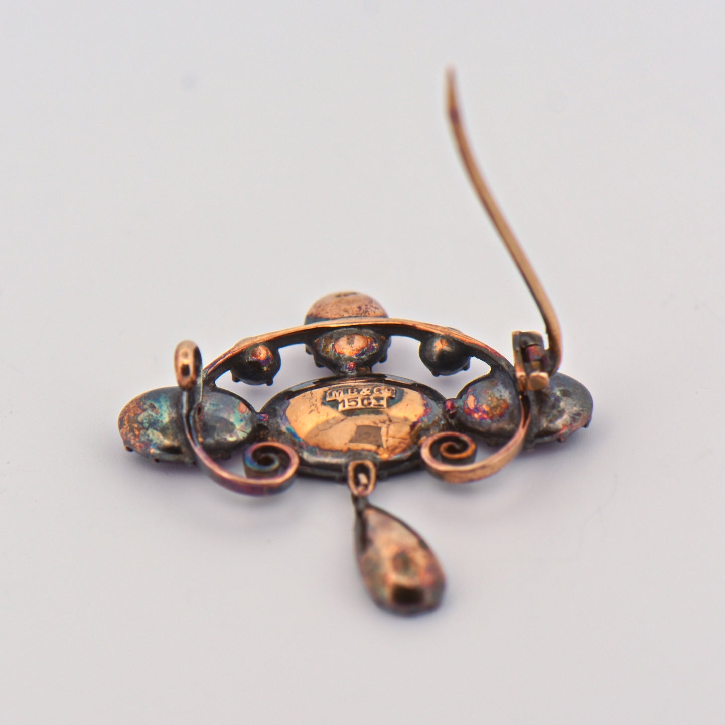 Art Nouveau Murrle Bennet Foil-Backed Garnet Brooch