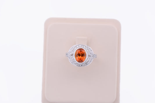 Fox's Custom Spessartite & Diamond Ring - Rare Orange Garnet