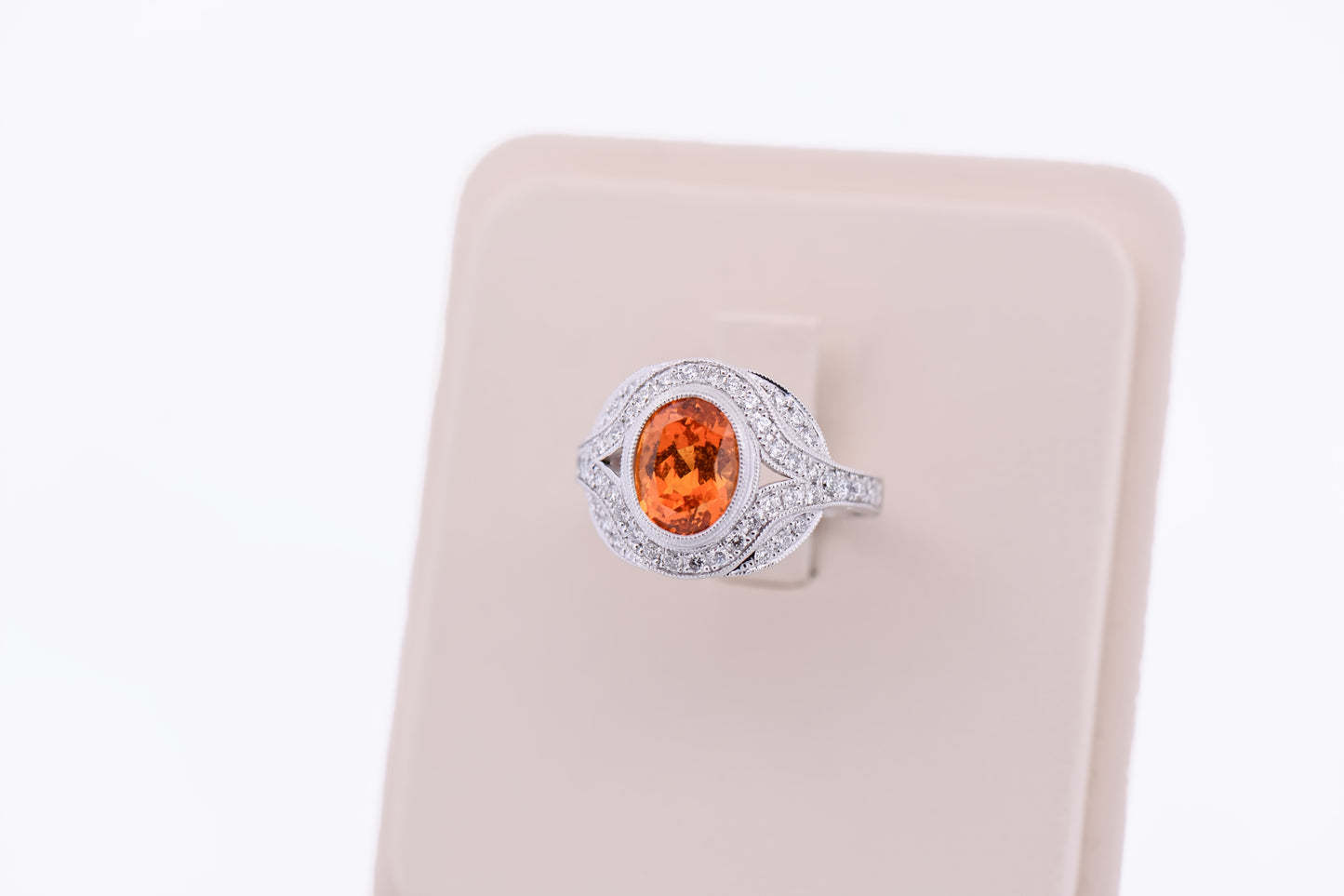 Fox's Custom Spessartite & Diamond Ring - Rare Orange Garnet