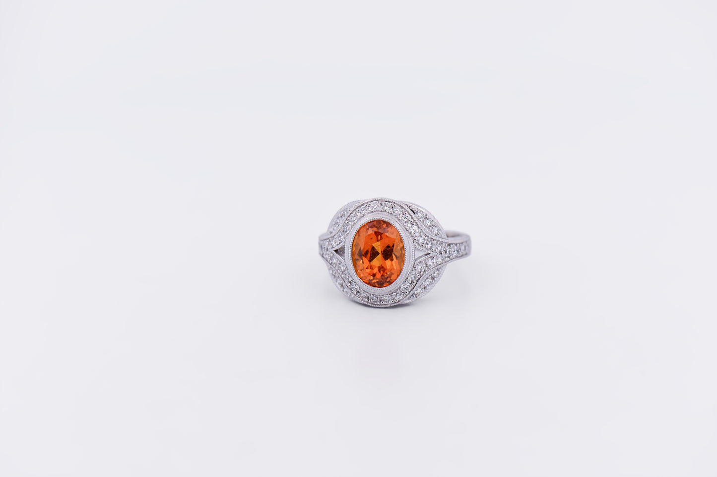 Fox's Custom Spessartite & Diamond Ring - Rare Orange Garnet