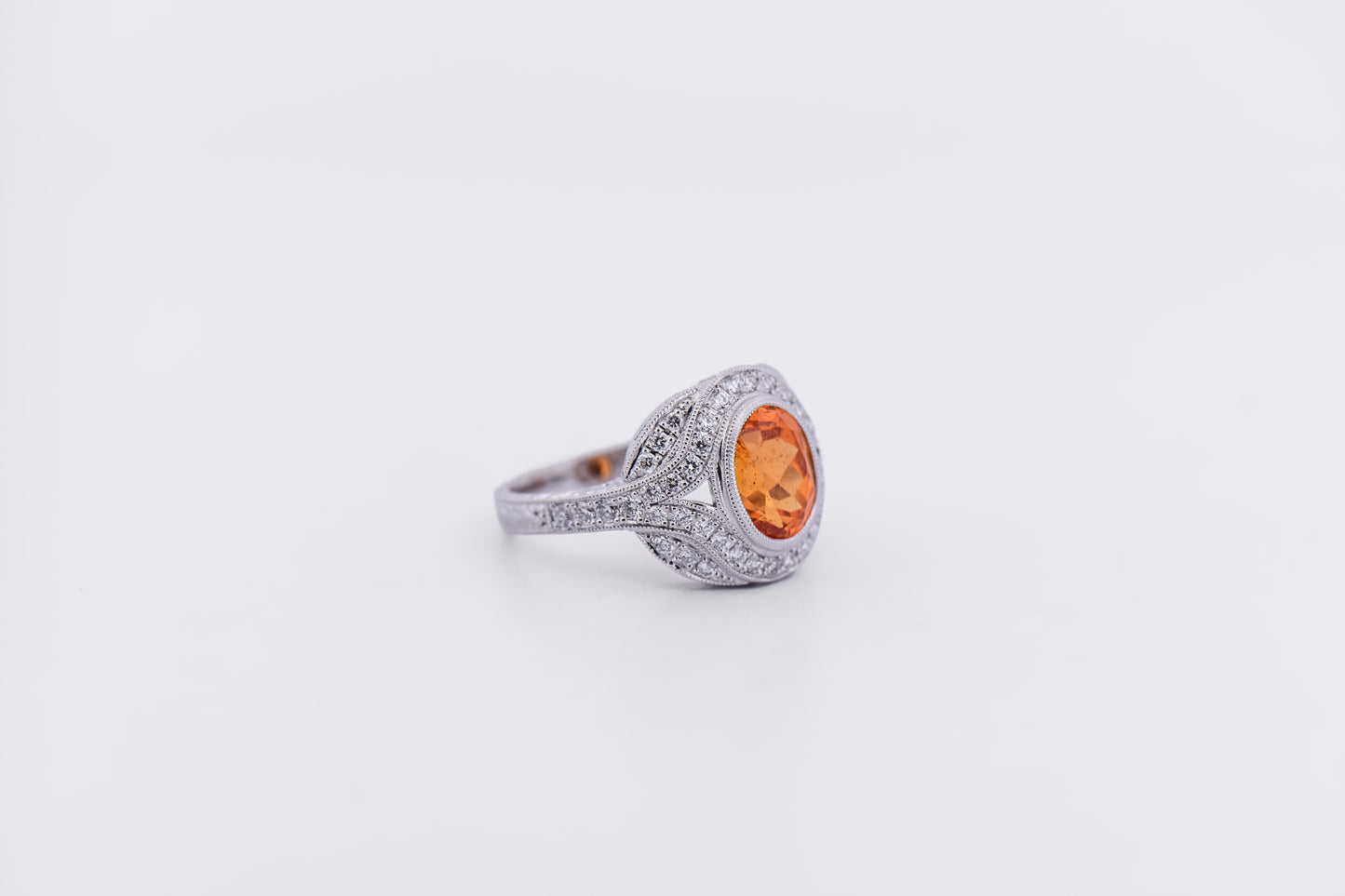 Fox's Custom Spessartite & Diamond Ring - Rare Orange Garnet