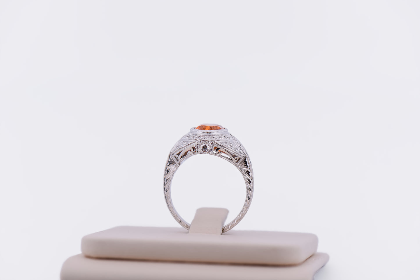 Fox's Custom Spessartite & Diamond Ring - Rare Orange Garnet