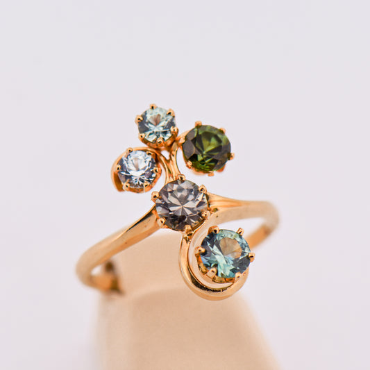 Vintage Freeform Ring with Multicolor Montana Sapphires
