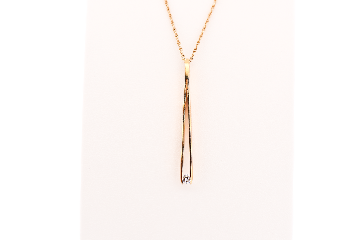 Gemologist's Pendant- Natural Diamond set in 14k Yellow Gold Gemstone Tweezers