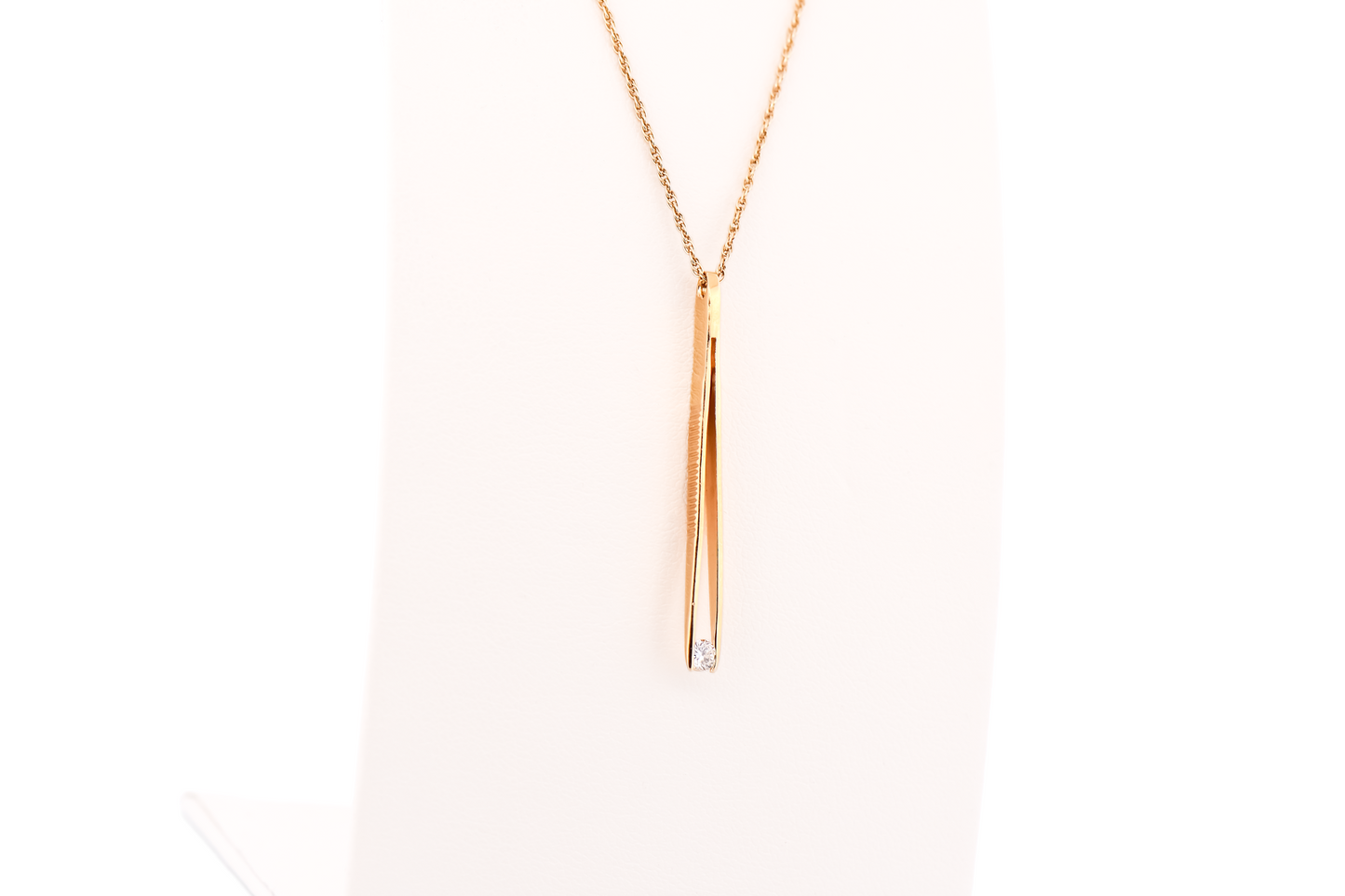 Gemologist's Pendant- Natural Diamond set in 14k Yellow Gold Gemstone Tweezers