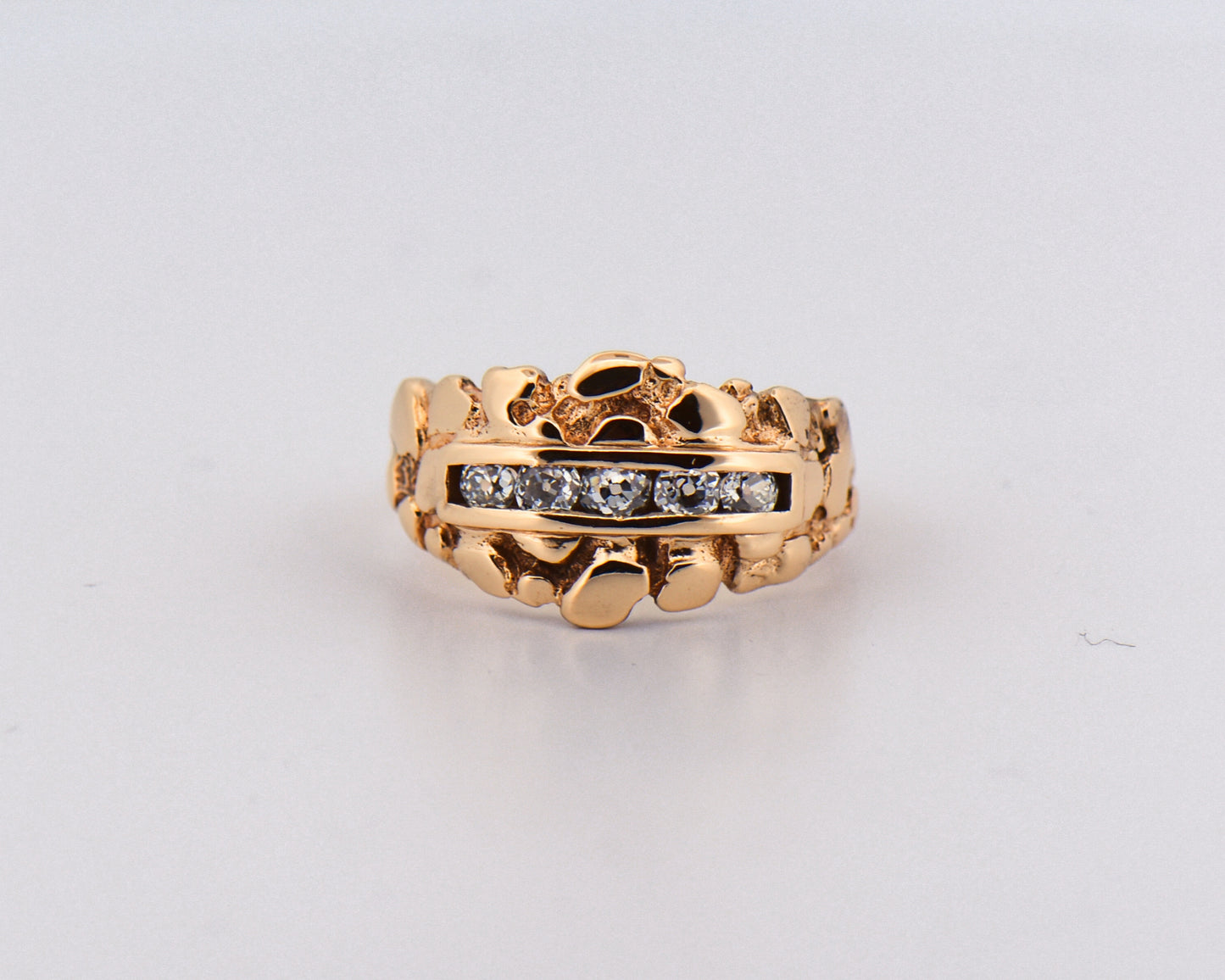 Gent's Nugget Style Wedding Band with Diamonds