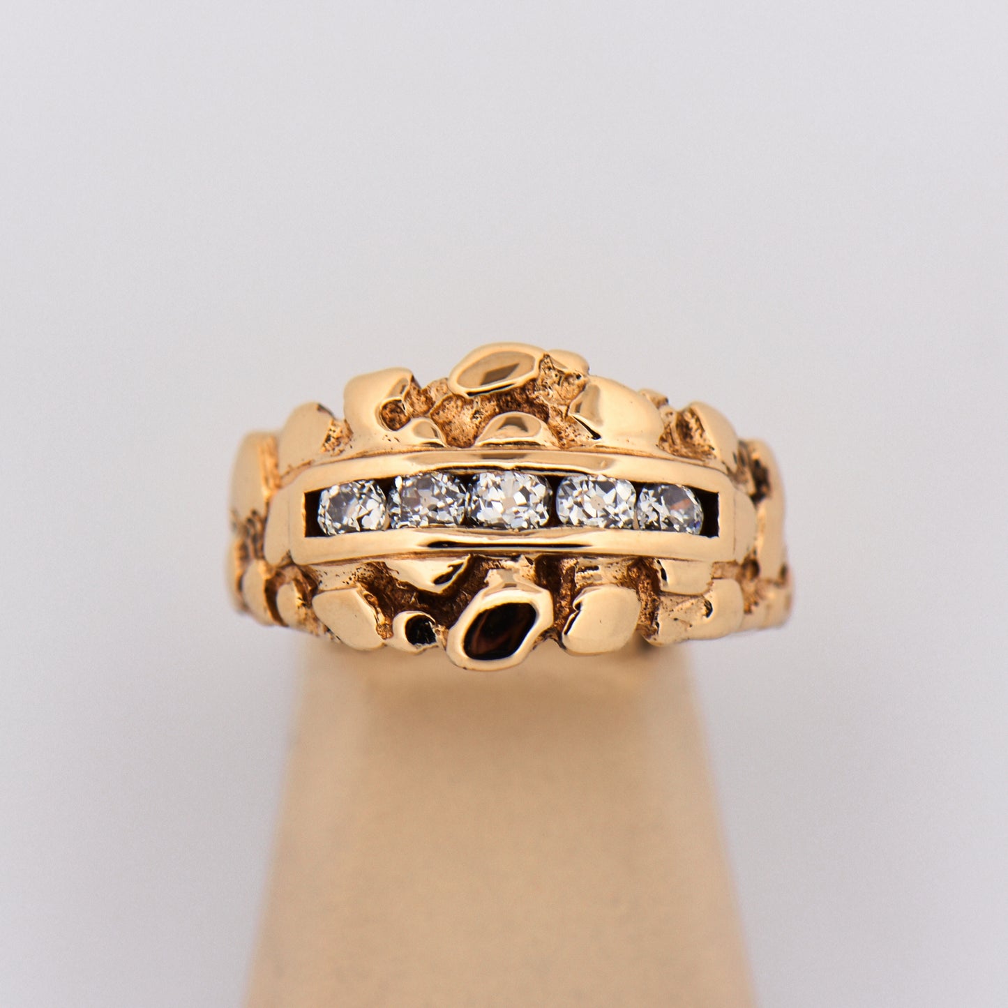 Gent's Nugget Style Wedding Band with Diamonds