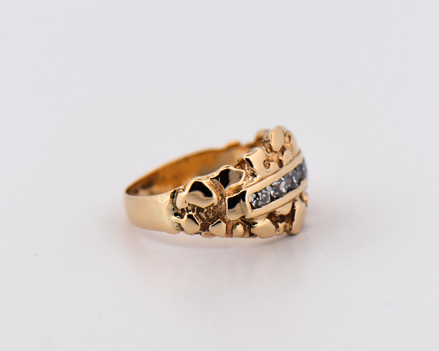 Gent's Nugget Style Wedding Band with Diamonds