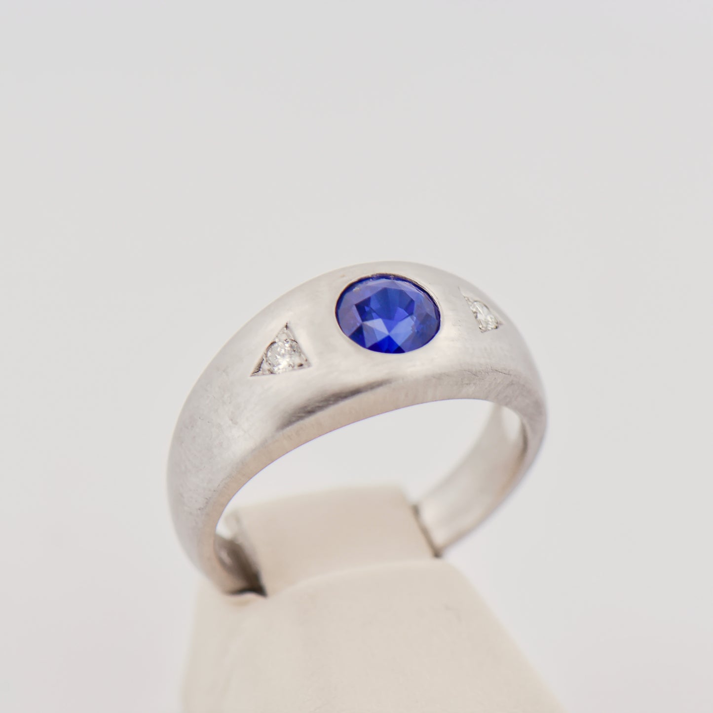 Gent's Blue Sapphire and Diamond Ring