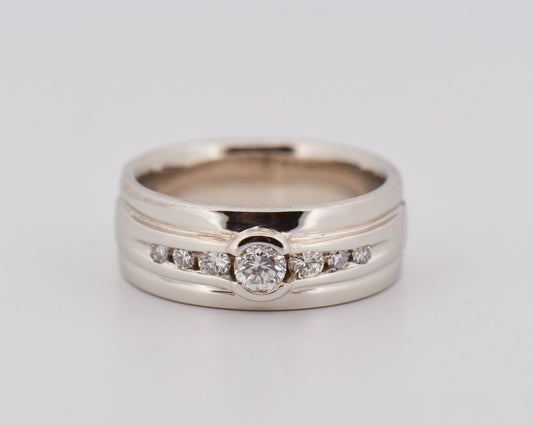 Men's 14k White Gold Diamond Comfort Fit Wedding Band