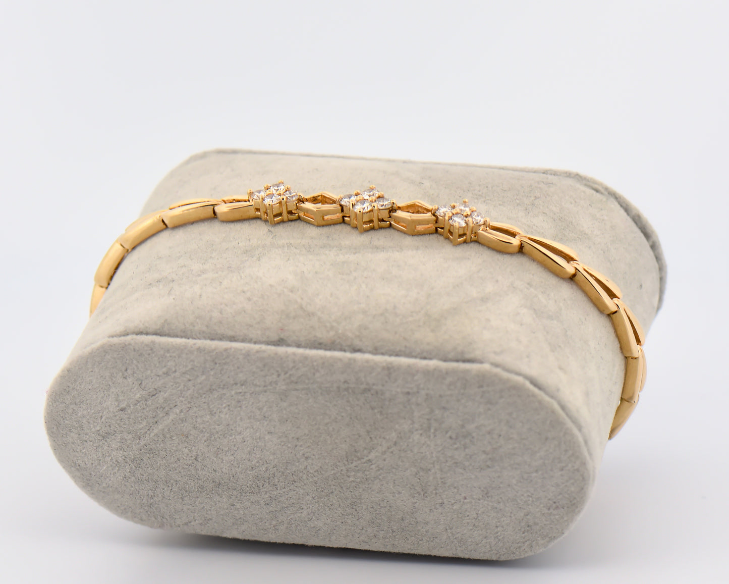 Geometric Gold and Diamond Link Bracelet