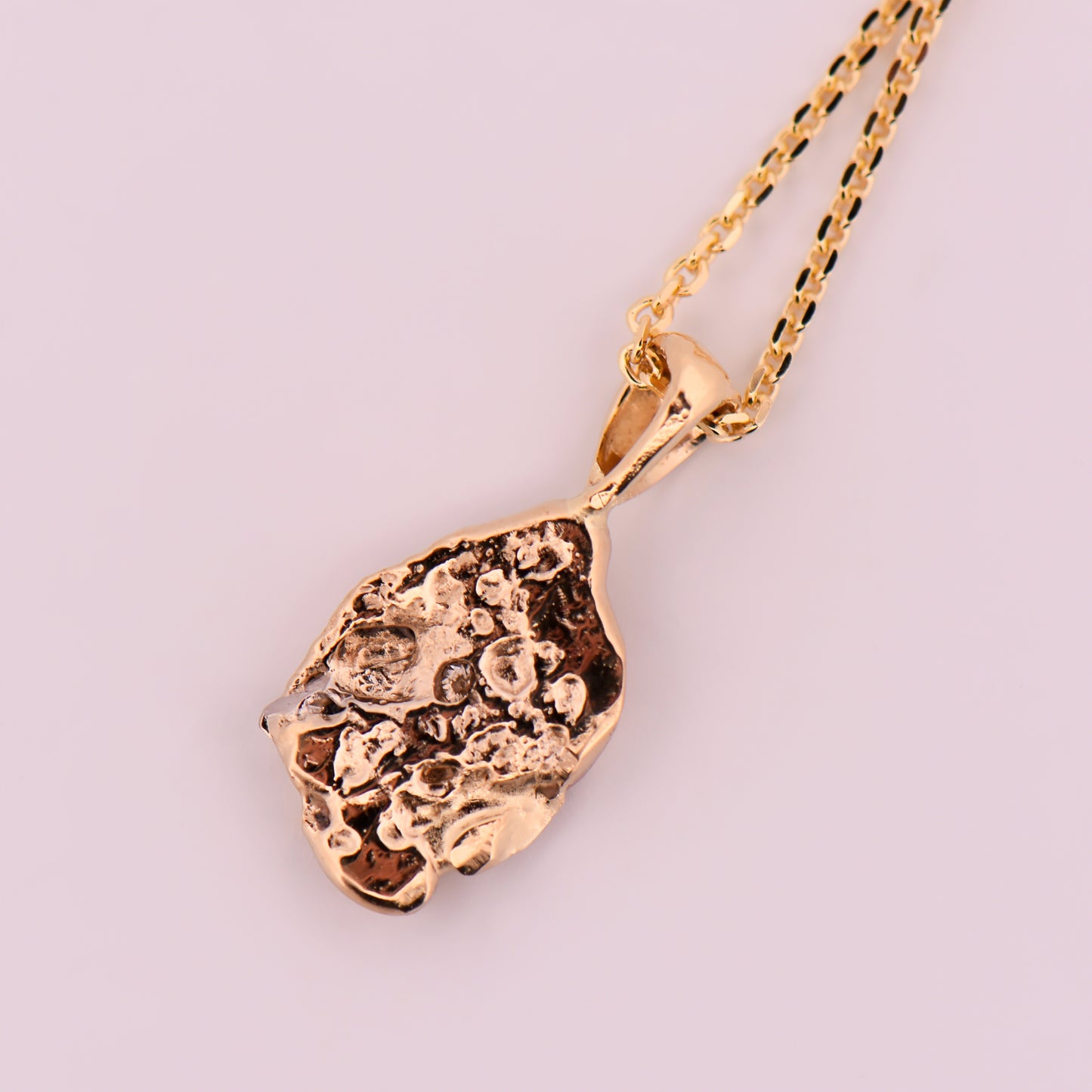 Gold Nugget Pendant with Diamond Center