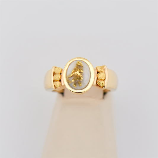 Natural Gold Quartz Nugget Ring in Yellow Gold