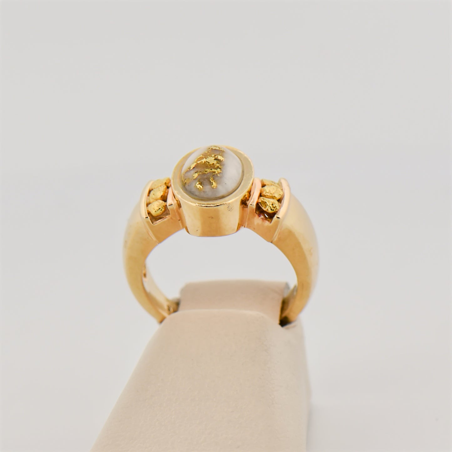 Natural Gold Quartz Nugget Ring in Yellow Gold