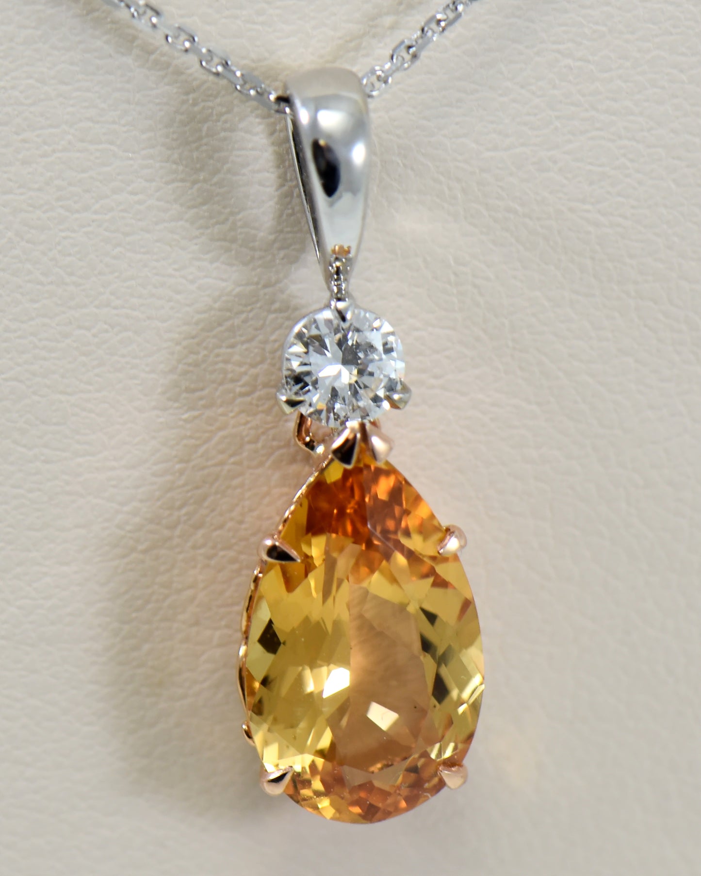 Gorgeous Golden Imperial Topaz & Diamond Pendant