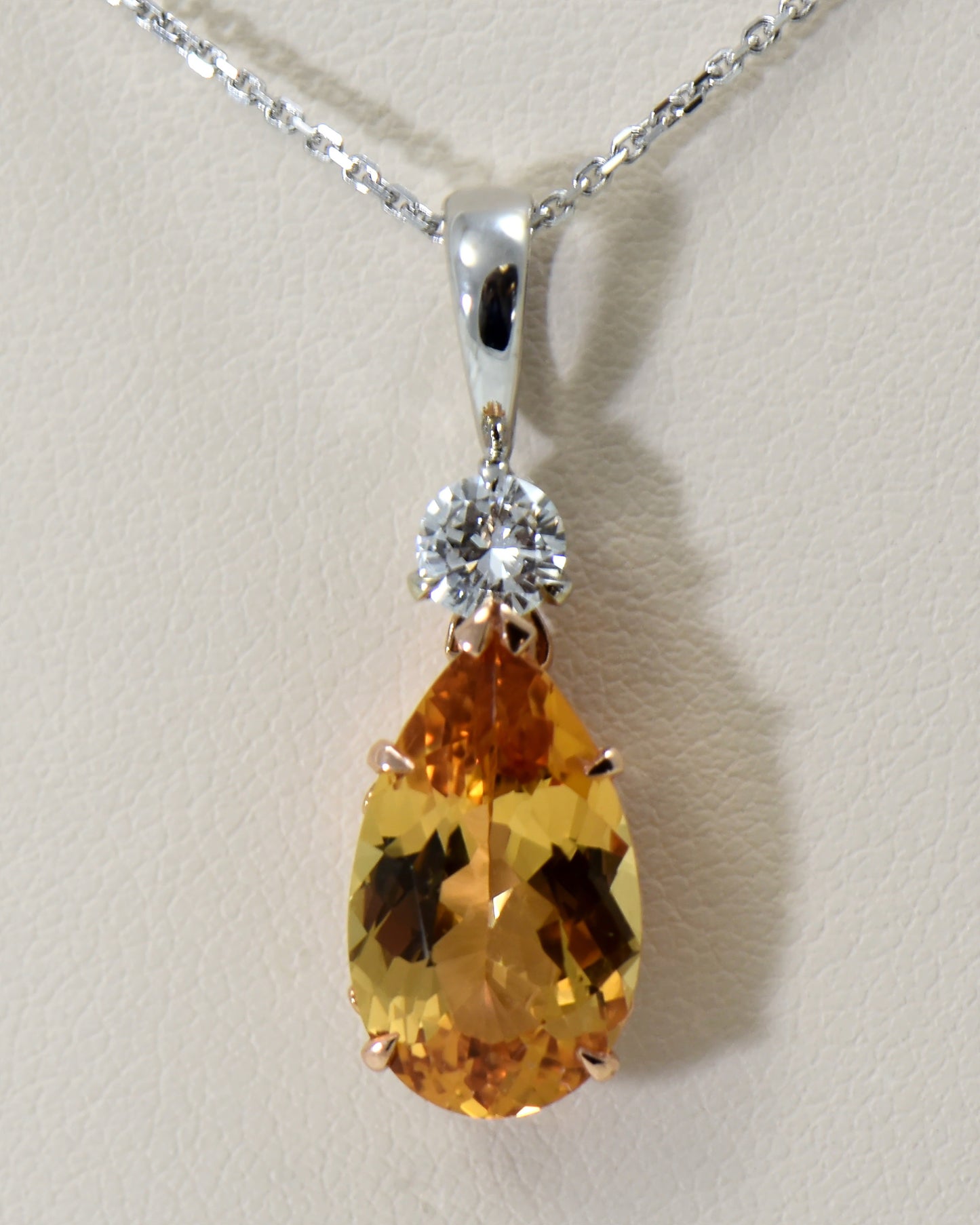 Gorgeous Golden Imperial Topaz & Diamond Pendant